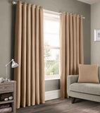 2 Pieces Plain Dyed Eyelet Curtains with linning - Natural