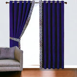 Rangooli Design Velvet Curtains - (2 Panels with 2 belts)