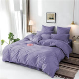 Cross Pleated Duvet Set - Plum