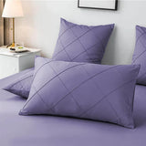 Cross Pleated Duvet Set - Plum