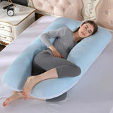 U Shape Velvet Pregnancy Pillow – Baby Blue