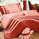 Pink & Maroon Stripe Duvet Set