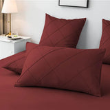 Cross Pleated Duvet Set - Maroon