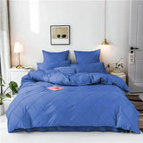 Cross Pleated Duvet Set - Blue