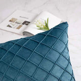 Pack of 2 Velvet Decorative Pleated Square Cushion - Teal