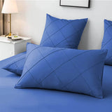 Cross Pleated Duvet Set - Blue