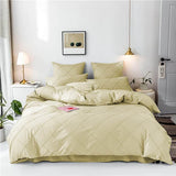 Cross Pleated Duvet Set - Cream