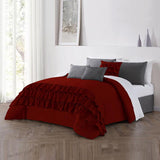 8 Pcs Ruffle Duvet Cover Set - Red (0126)