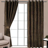 (2 Pieces) PLAIN Velvet Curtain - Brown