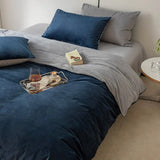 Reversible Duvet Set Velvet  -  Blue & Grey (299)