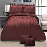 8 Pieces Pintuck & Cross Pleated Duvet Set - Maroon