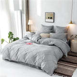 Cross Pleated Duvet Set - Grey