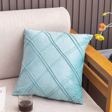 Pack of 2 Velvet Decorative Pleated Square Cushion - Sky Blue