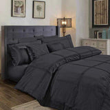 Box Pleated Duvet Set - Grey