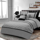 Pinch Pleated Duvet Set 8 Pieces - Grey & Black