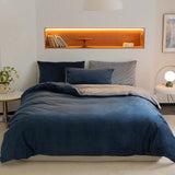 Reversible Duvet Set Velvet  -  Blue & Grey (299)