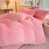 Reversible Duvet Set Velvet  - Baby Pink & Grey (279)