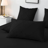 Cross Pleated Duvet Set - Black