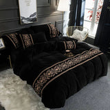 Luxury Embroidered Velvet Duvet Set - Black