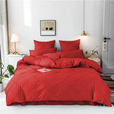 Cross Pleated Duvet Set - Red