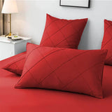 Cross Pleated Duvet Set - Red