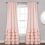 2 Pieces Ruffle Curtains with linning - Blush Pink (0106)