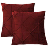 Pack of 2 Velvet Decorative Pleated Square Cushion - Maroon