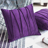 Pack of 2 Velvet Decorative Pleated Square Cushion - Purple