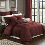 Luxury Box Pleated Duvet Set- Maroon