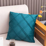 Pack of 2 Velvet Decorative Pleated Square Cushion - Teal