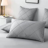 Cross Pleated Duvet Set - Grey