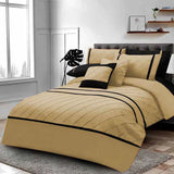 Pinch Pleated Duvet Set 8 Pieces - Natural & Black