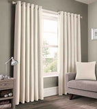 2 Pieces Plain Dyed Eyelet Curtains with linning - Cream