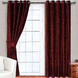 (2 Pieces) PLAIN Velvet Curtain - Maroon