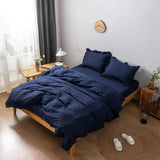 4 Pieces Ruffles Duvet Set - Navy Blue (0123)