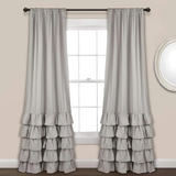 2 Pieces Ruffle Curtains with linning - Grey (0104)