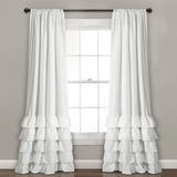 2 Pieces Ruffle Curtains with linning - White (0103)