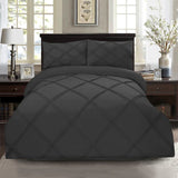 8 Pcs 3 Row Cross Pleated Duvet Set - Grey