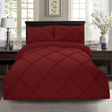 8 Pcs 3 Row Cross Pleated Duvet Set - Maroon