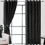 (2 Pieces) PLAIN Velvet Curtain - Black