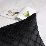 Pack of 2 Velvet Decorative Pleated Square Cushion - Black