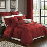 Luxury Box Pleated Duvet Set- Red