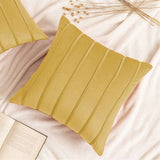 Pack of 2 Velvet Decorative Pleated Square Cushion - Beige