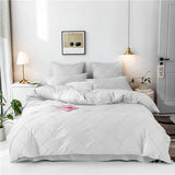 Cross Pleated Duvet Set - White