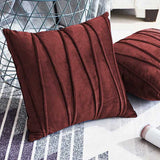 Pack of 2 Velvet Decorative Pleated Square Cushion - Maroon