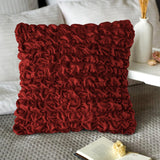 Pack Of 2 Luxury Velvet Ruffle Cushions  - Maroon