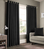 2 Pieces Plain Dyed Eyelet Curtains with linning - Black