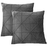 Pack of 2 Velvet Decorative Pleated Square Cushion - Grey