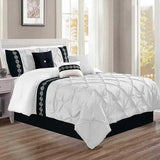 Embroidered Pintuck Duvet Set - White