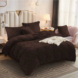 Cross Pleated Duvet Set Velvet - Chocolate